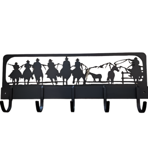 Western Charm Coat Rack with Cowboy Cutout - Rustic Wall Mounted Organizer for Coats and Hats