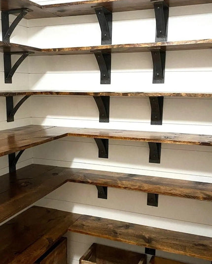 The Cortland Pantry Shelf Support Brackets/Corbels 5" Depth x 5" Wall Mount Length Finish Raw - Uncoated Metal | Industrial Farm Co