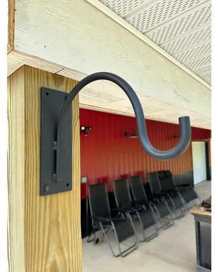 The Gregory Shepherd Hook Hook Silver Powder Coat Backplate Wall Mount Length 3" x 9" | Industrial Farm Co