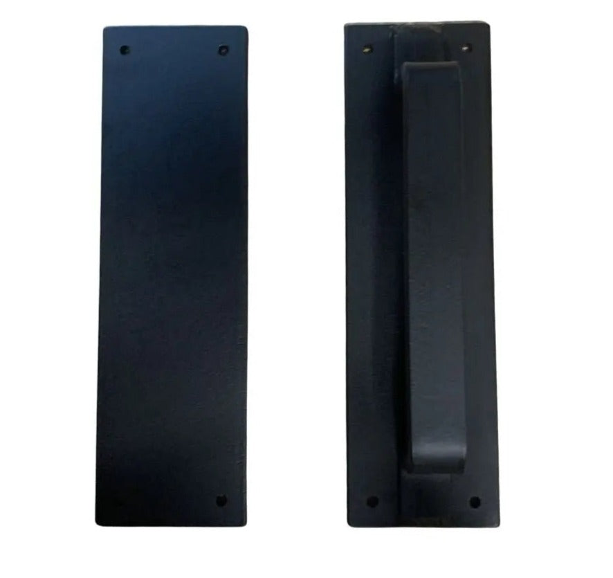 The Lockport Pull Door Handle/ Pull Black Powder Coat Flat Pushplate No Flat Pushplate | Industrial Farm Co