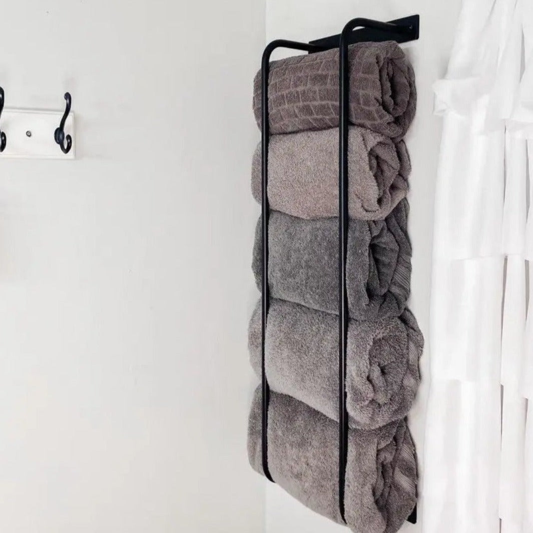 The Tyler Bathroom Towel Rack Towel Holder 18" Wall Mount Length Finish Black Powder Coat | Industrial Farm Co