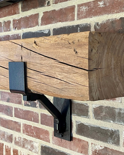 The Buffalo 4" Mantel Bracket – Square Support Bar with Metal Straps, Heavy Duty Steel, Handmade USA