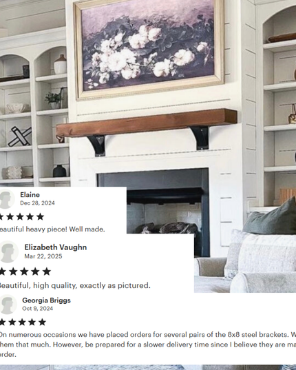 The Albany 4" Industrial Shelf Bracket – Heavy Duty Steel, Curved Support Bar, Handmade USA