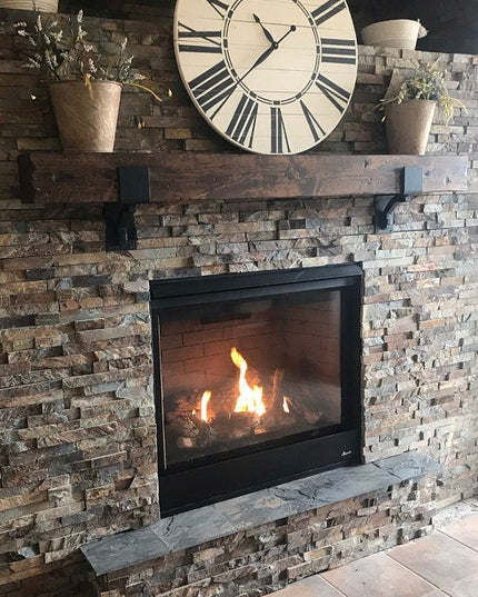 The Buffalo 4" Mantel Bracket – Square Support Bar with Metal Straps, Heavy Duty Steel, Handmade USA