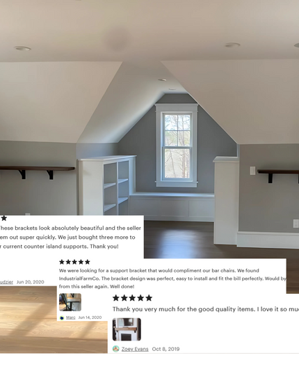 The Dibbles 3" Industrial Shelf Bracket – Heavy Duty Steel, Curved Support Bar, Handmade USA