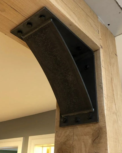 The Ninemile 5" Industrial Shelf Bracket – Heavy Duty Steel, Curved Support Bar, Handmade USA