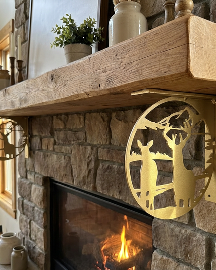 Handcrafted Metal Deer Landscape L-Bracket