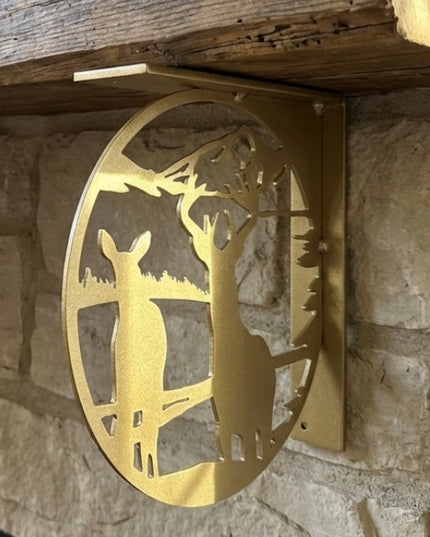 Handcrafted Metal Deer Landscape L-Bracket