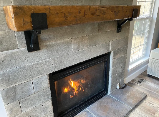 The Buffalo 4" Mantel Bracket – Square Support Bar with Metal Straps, Heavy Duty Steel, Handmade USA