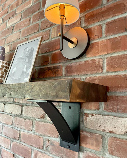 The Albany 4" Industrial Shelf Bracket – Heavy Duty Steel, Curved Support Bar, Handmade USA