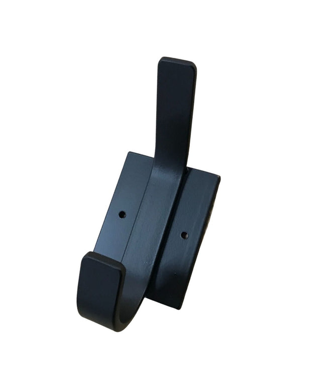 Industrial Farm Co Elizabeth Wall Hook in matte black metal finish with modern geometric design and mounting screws visible