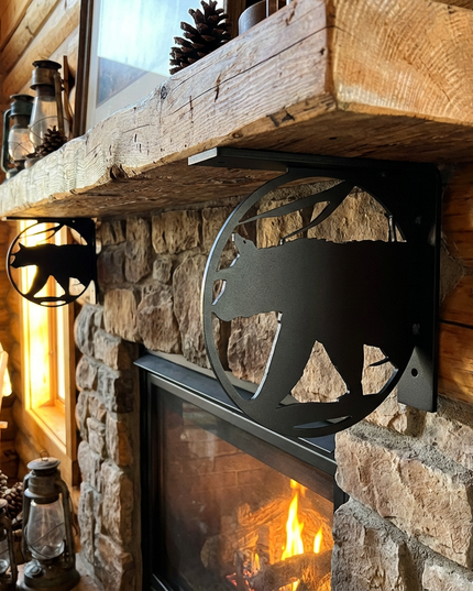 Handcrafted Metal Bear Cutout L-Bracket 2" Wide