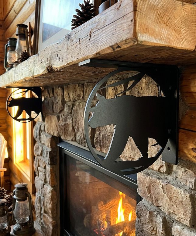 Handcrafted Metal Bear Cutout L-Bracket 2" Wide