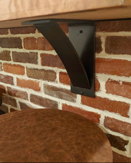 The Albany 4" Industrial Shelf Bracket – Heavy Duty Steel, Curved Support Bar, Handmade USA