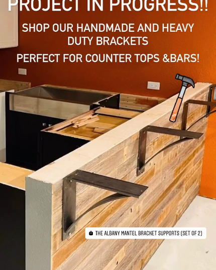 The Albany 4" Industrial Shelf Bracket – Heavy Duty Steel, Curved Support Bar, Handmade USA