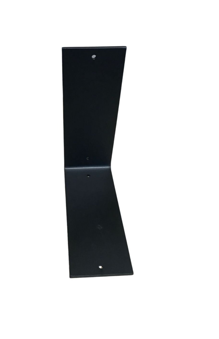A 4-inch wide L bracket made of sturdy metal. The bracket has a right-angle shape with pre-drilled holes along both arms for easy mounting. It features a smooth finish and reinforced edges for added strength and stability, ideal for supporting shelves or other fixtures