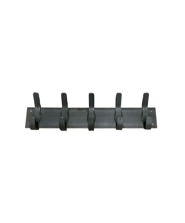 Riseform Wall Mounted Metal Coat Rack in dark gray with 5 hooks by Industrial Farm Co, modern minimalist design