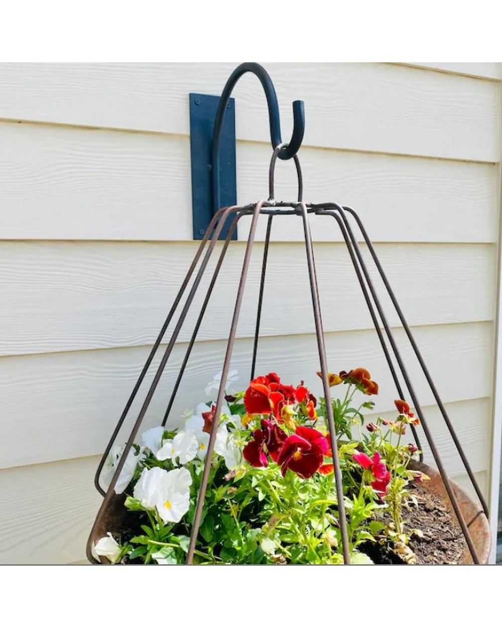 gray hanging planter Gregory Shepherd Hook — Steel Garden Hook