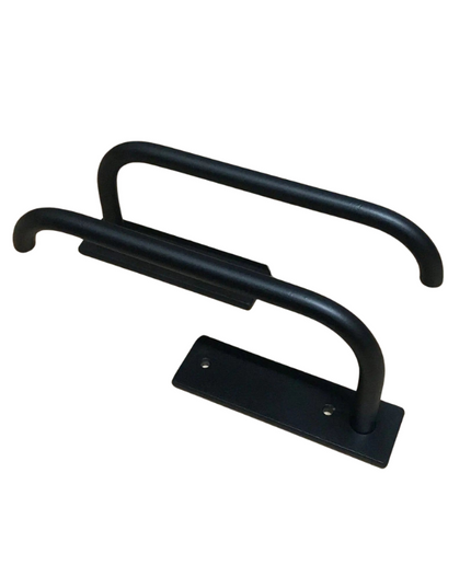 Set of tie backs powder coated black