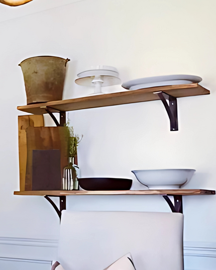 The Pops 2" Industrial Shelf Bracket – Heavy Duty Steel, Curved Support Bar, Handmade USA