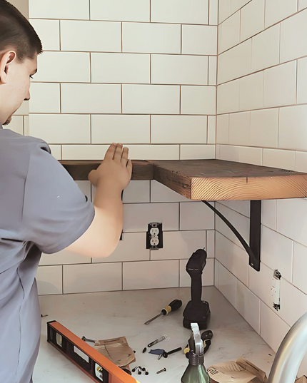 The Pops 2" Industrial Shelf Bracket – Heavy Duty Steel, Curved Support Bar, Handmade USA