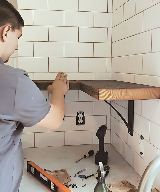 The Pops 2" Industrial Shelf Bracket – Heavy Duty Steel, Curved Support Bar, Handmade USA