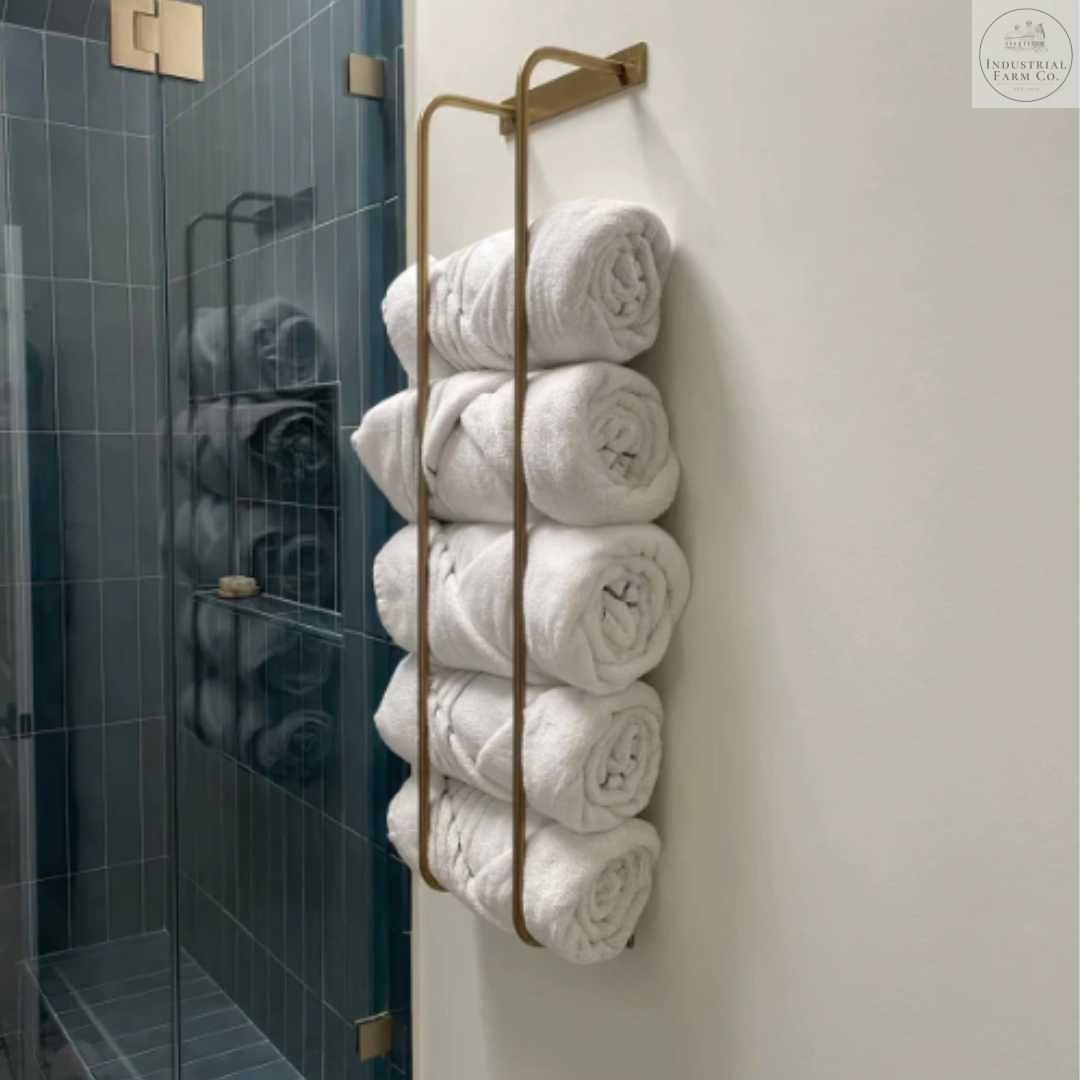 Farmhouse Towel Rack, Metal Floating Shelves Towel Holder, Iron