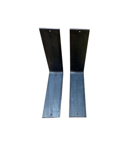 Two metal brackets on a white background