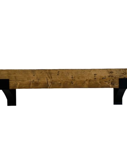 Wooden Mantel and Steel Bracket Kit  8" Depth x 8" Wall Mount Length   | Industrial Farm Co