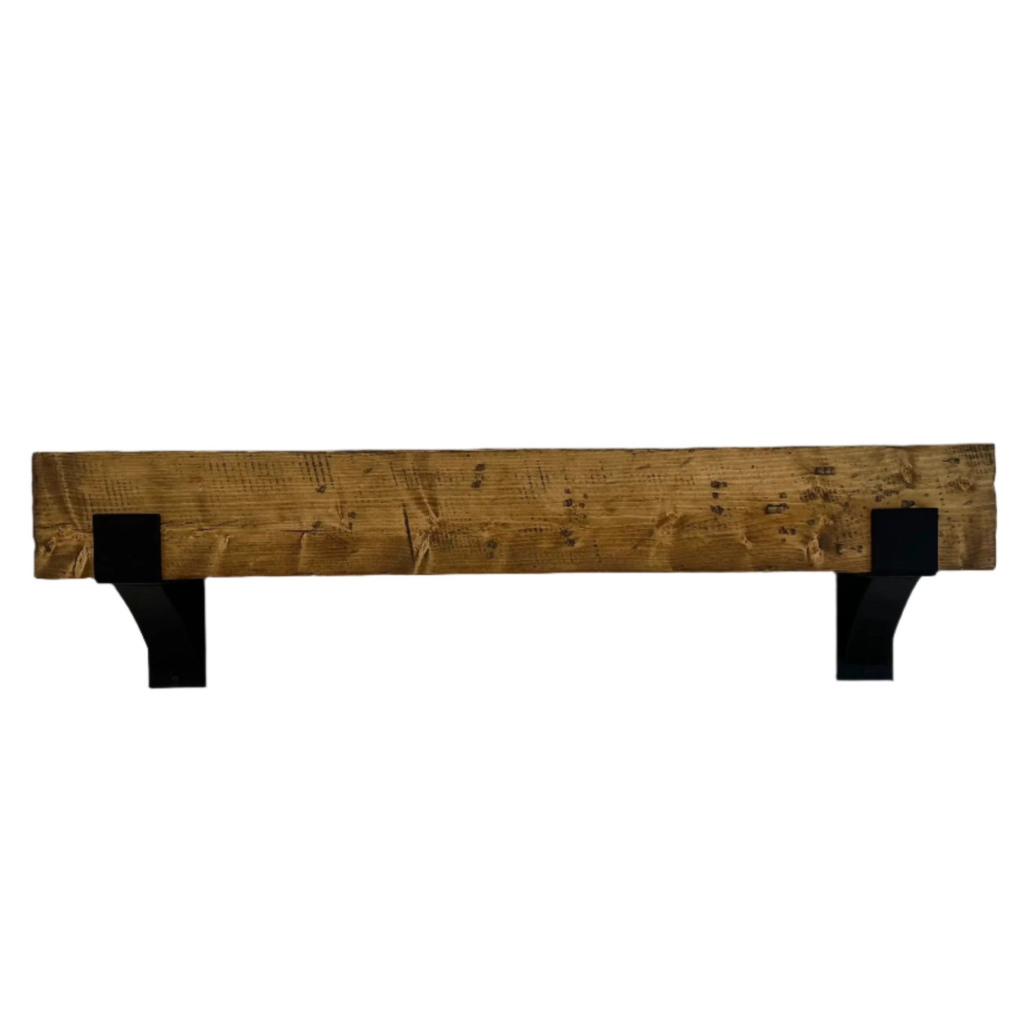 Wooden Mantel and Steel Bracket Kit  8" Depth x 8" Wall Mount Length   | Industrial Farm Co
