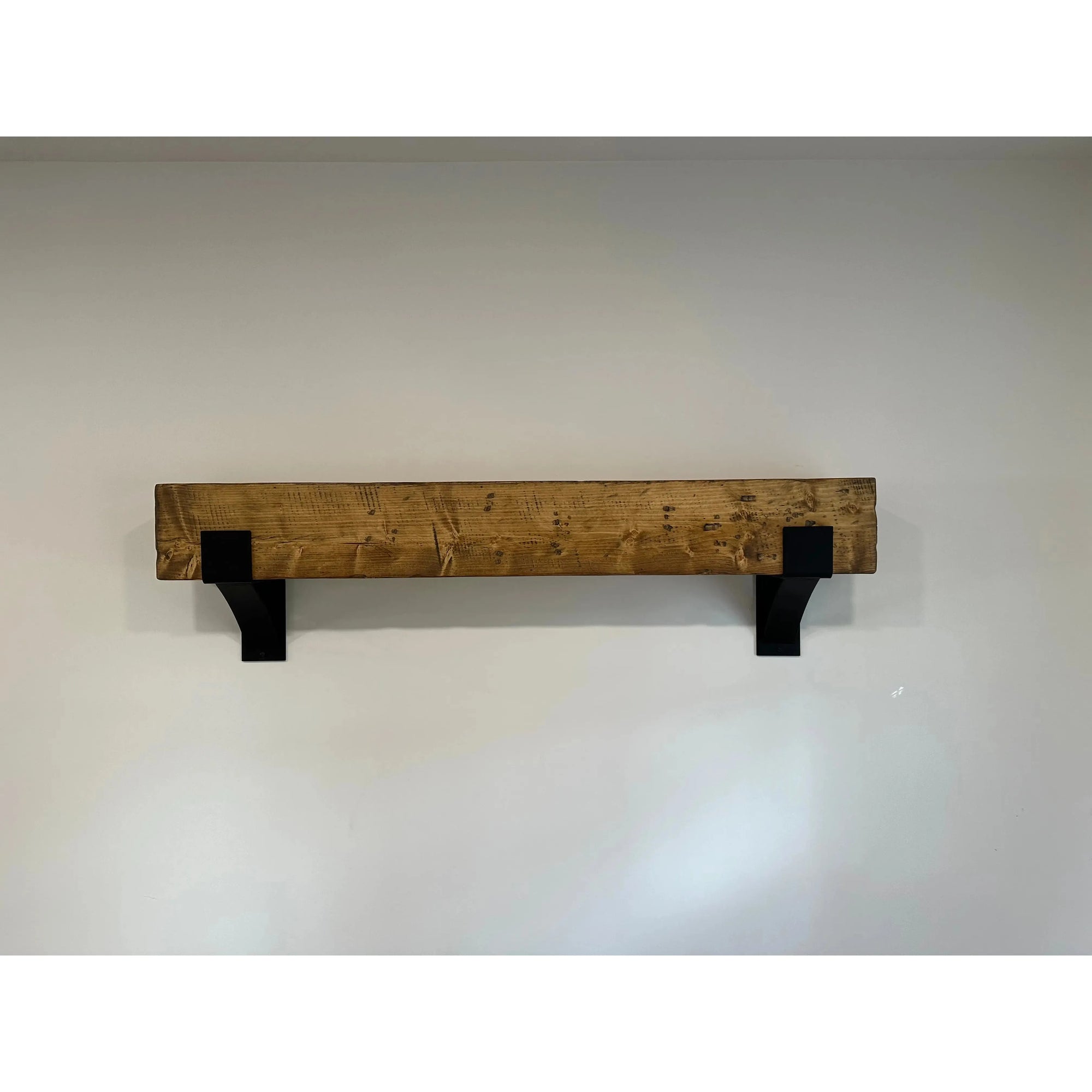 Wooden Mantel and Steel Bracket Kit  8" Depth x 8" Wall Mount Length   | Industrial Farm Co