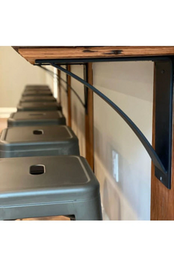 The Albany 4" Industrial Shelf Bracket – Heavy Duty Steel, Curved Support Bar, Handmade USA