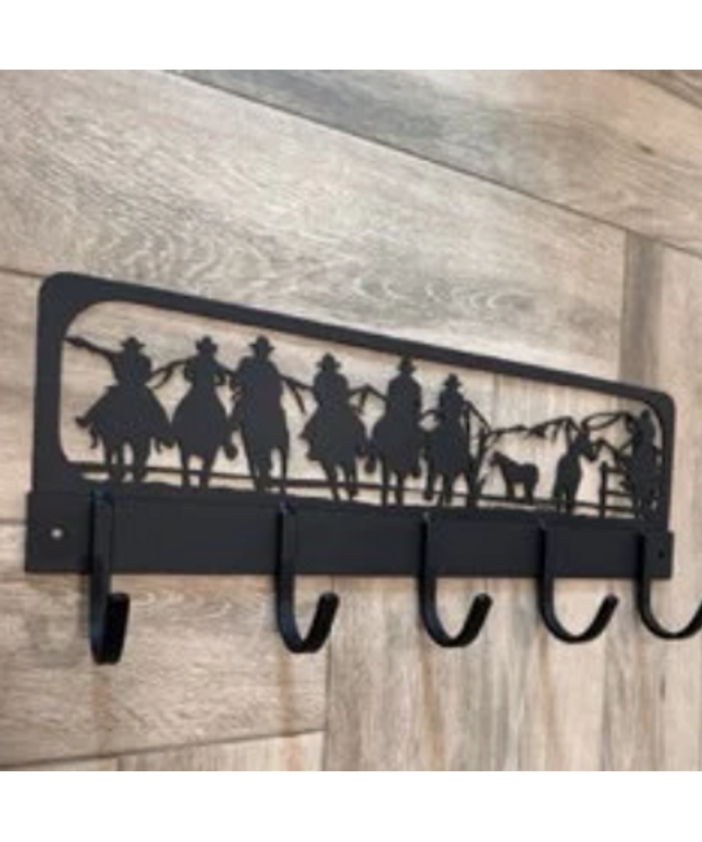 Western Charm Coat Rack with Cowboy Cutout - Rustic Wall Mounted Organizer for Coats and Hats