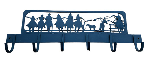 cowboy theme cutout with hooks welded on it for coats