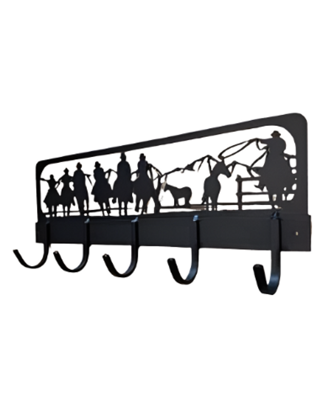 Western Charm Coat Rack with Cowboy Cutout - Rustic Wall Mounted Organizer for Coats and Hats