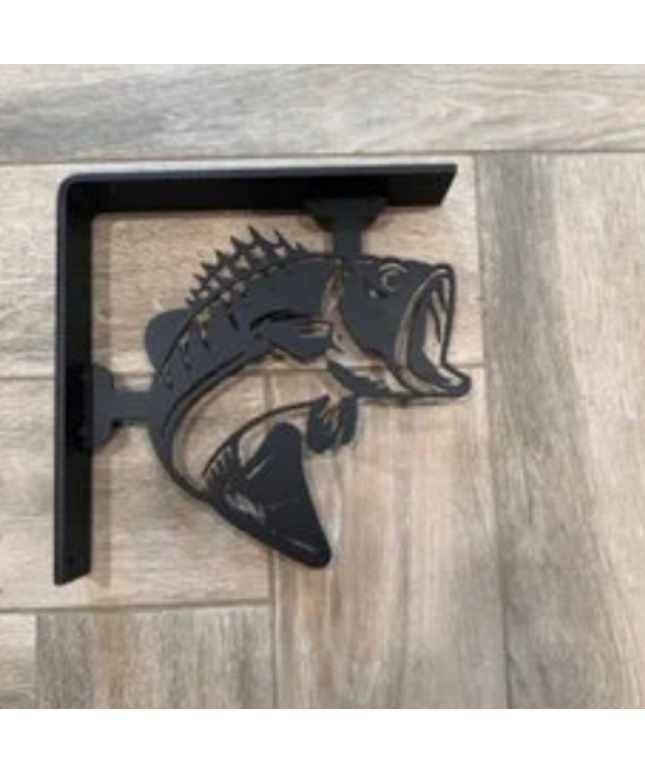 Heavy-Duty Large Mouth Bass Metal Shelf Bracket