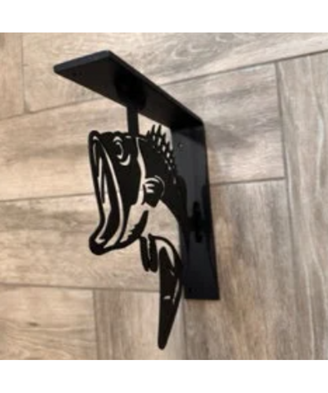 Heavy-Duty Large Mouth Bass Metal Shelf Bracket