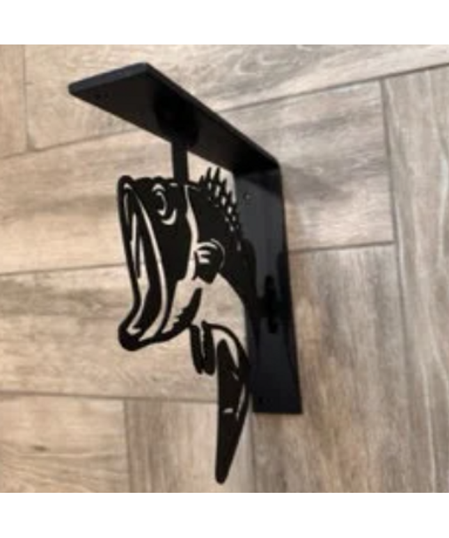 Heavy-Duty Large Mouth Bass Metal Shelf Bracket