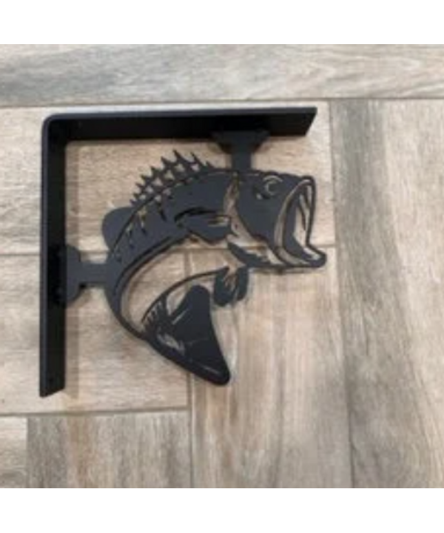 Heavy-Duty Large Mouth Bass Metal Shelf Bracket