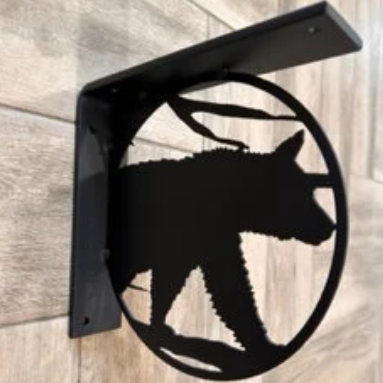 Handcrafted Metal Bear Cutout L-Bracket 2" Wide