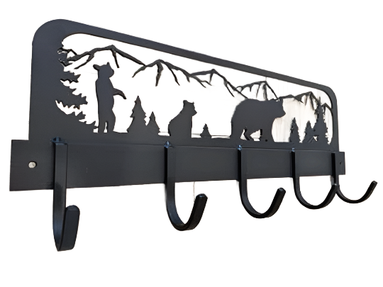 Handmade Momma Bear and Cub Design Coat Rack - Rustic Entryway Organizer - Functional Art for Your Home