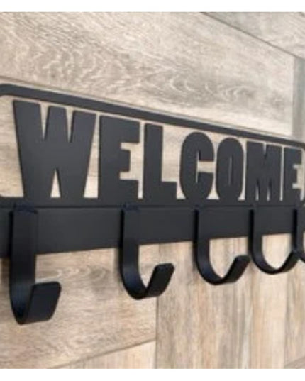 Printable Coat Rack Sign Handmade Steel Welcome Sign Coat Rack | Industrial Farm Co