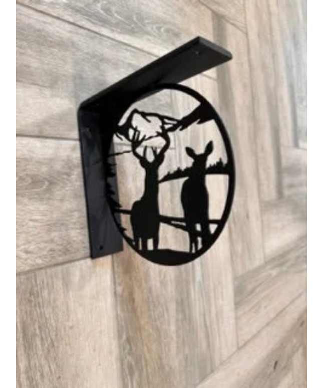 Handcrafted Metal Deer Landscape L-Bracket