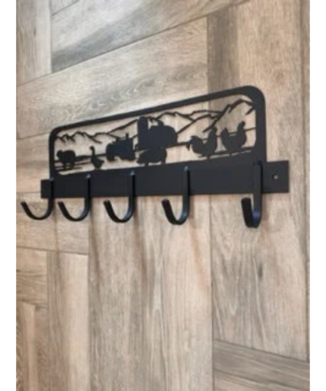 Rustic Farmyard-Themed Handmade Metal Coat Rack