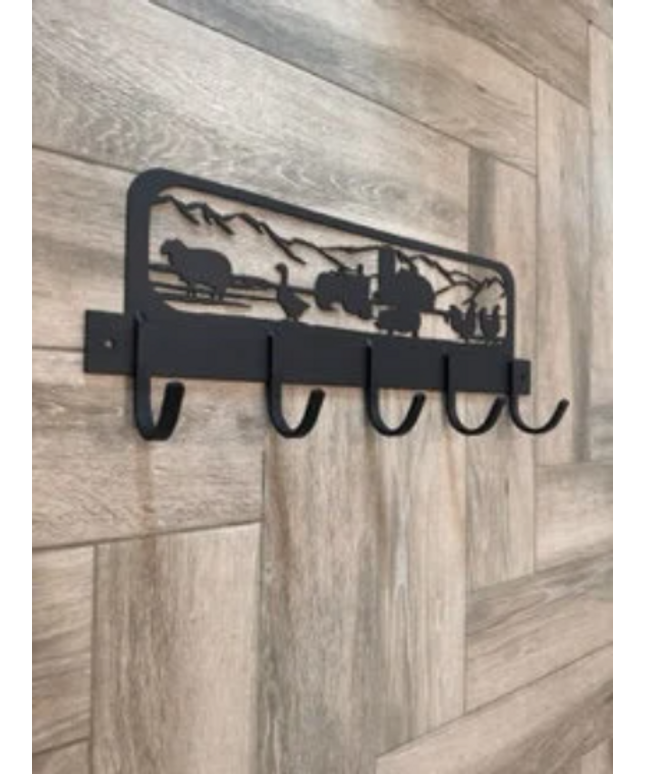 Rustic Farmyard-Themed Handmade Metal Coat Rack