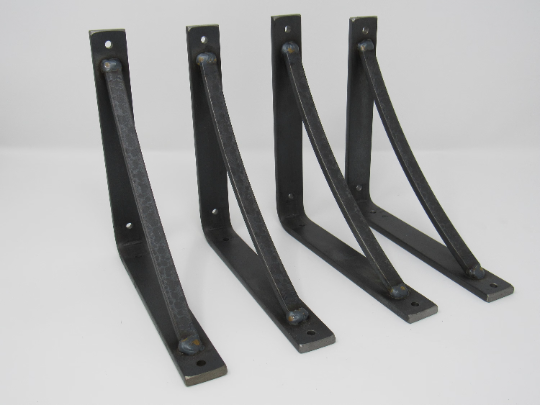 The Oak Hill 1" Industrial Shelf Bracket – Heavy Duty Steel, Curved Support Bar, Handmade USA