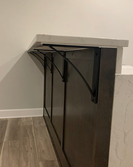 The Pops 2" Industrial Shelf Bracket – Heavy Duty Steel, Curved Support Bar, Handmade USA