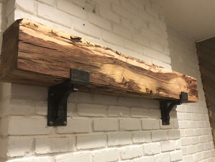 The Buffalo 4" Mantel Bracket – Square Support Bar with Metal Straps, Heavy Duty Steel, Handmade USA