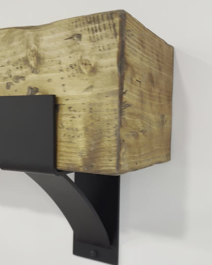 Wooden Mantel and Steel Bracket Kit  6x8   | Industrial Farm Co
