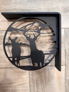 Handcrafted Metal Deer Landscape L-Bracket